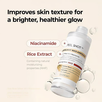💥Peel Shot Glow Rice Ampoule Duo - Serums for Brightening, Exfoliating, and Moisturizing🌾