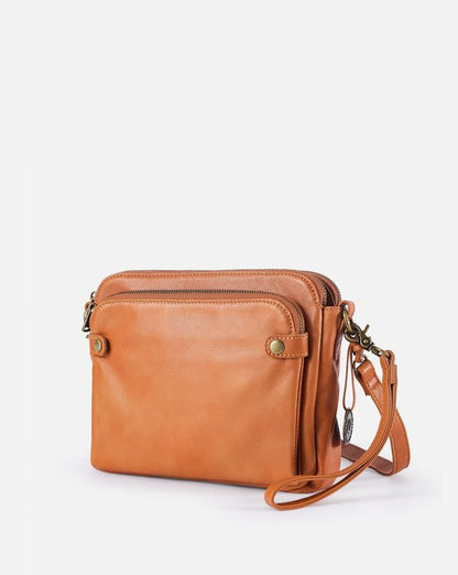 Three Layer Leather Crossbody Shoulder Clutch Bag