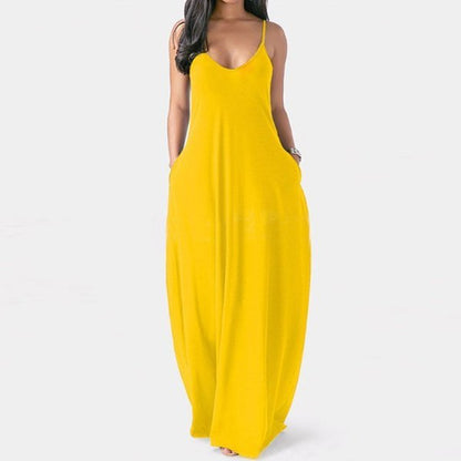 Solid Slant Pocket Dress