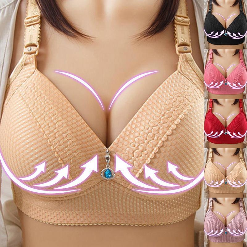 Women Back Buckle Cotton Bras Wire Free Plus Size  Shoulder Straps Brasieres Comfort