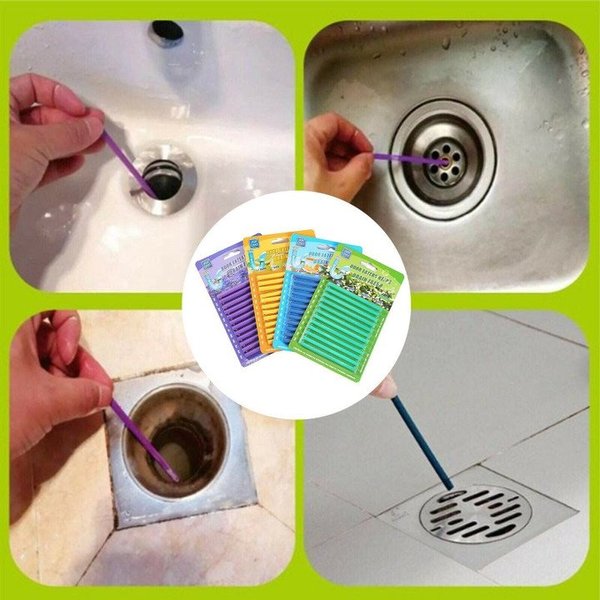 12 set Pipe Cleaning Sticks Oil Decontamination Kitchen Toilet Bathtub Drain Cleaneer