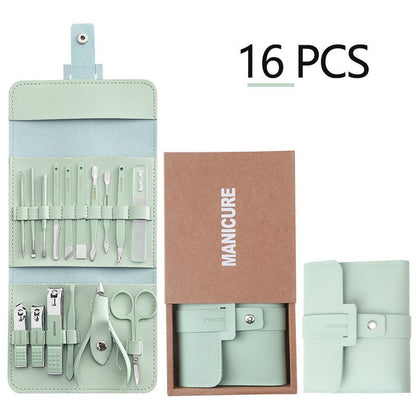 12 16Pcs Set Stainless Steel Nail Clippers Set With Folding Bag