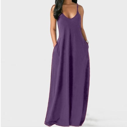 Solid Slant Pocket Dress