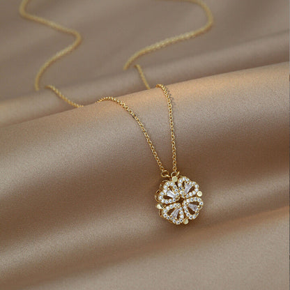 Four Leaf Heart Shape Necklace