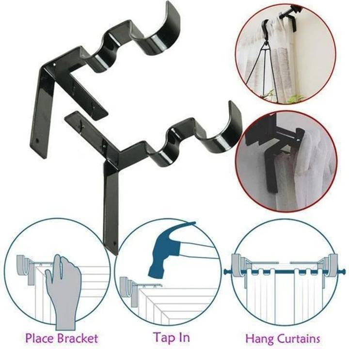 No Drill Curtain Rod Brackets Holders